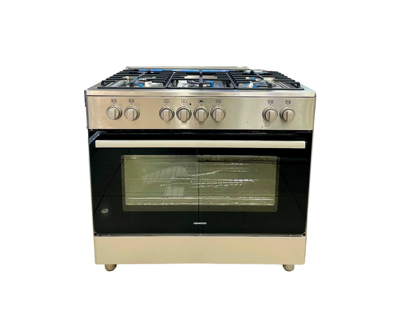 KENWOOD TURKEY 90/60CMS Silver 5 Gas burners + CastIron Pan support Wide Electric Oven Dual Rotasserie CGE90