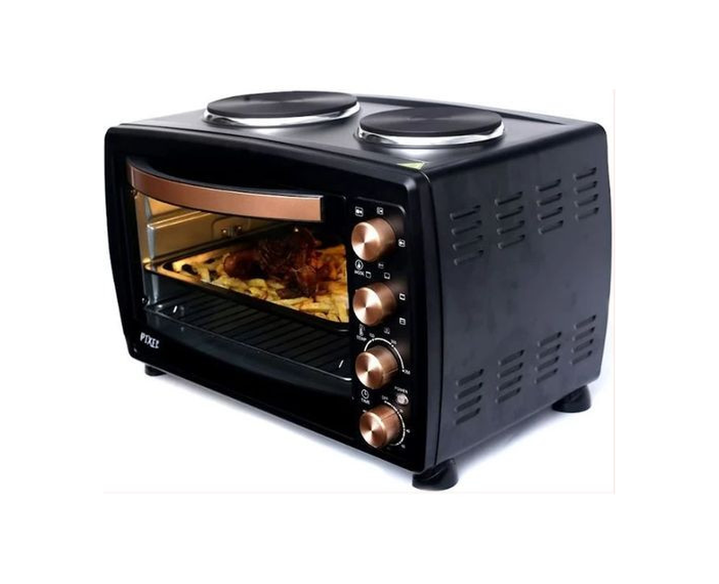 38 Litres Oven With Two Hot Plates And A Rotisserie – Black