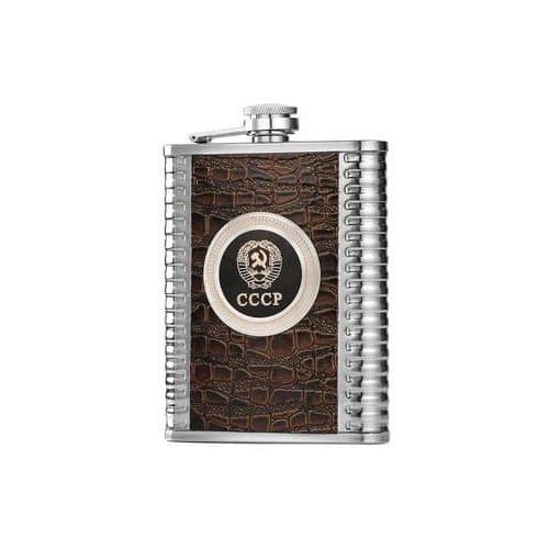 9 Oz Stainless Steel Leather Whisky Hip Flask, Pocket Bottle Storage Grey