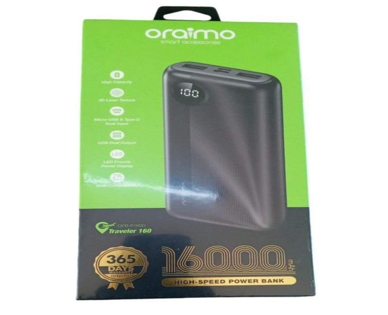 Traveler 16000mAh Portable Power Bank With Torch - Black/White