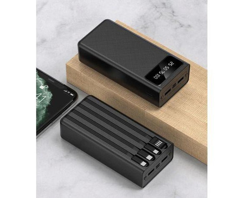 Fast Charging Power Bank For Charging 4 Devices At Once 30000mAh - Black/White