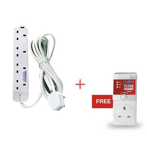 Pack Of TV Guard 13Amp 4 Way Extension Cable - White