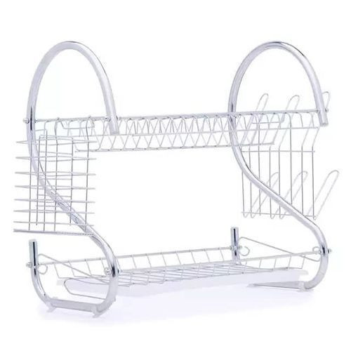 Popular 2 Tier Dish Drainer Rack For Dripping Utensils-Silver