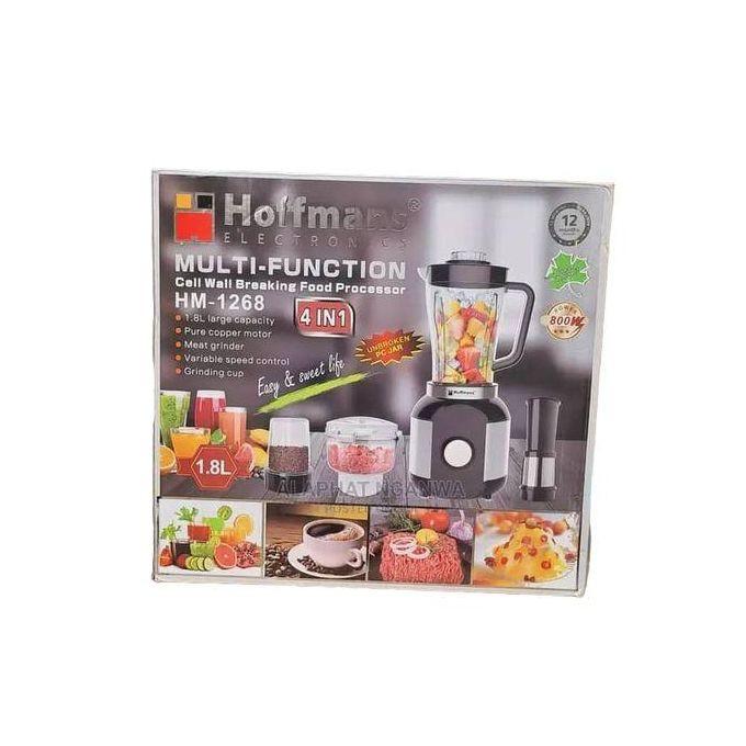 4 in 1 Food Processor- Juicer/Blender/ grinder/ meat chopper 1.8L - Black