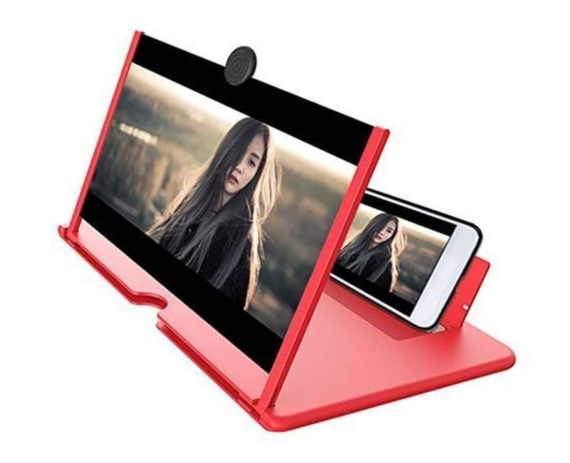 Mobile Phone Screen Magnifier, Amplifier with Holder Stand,Red