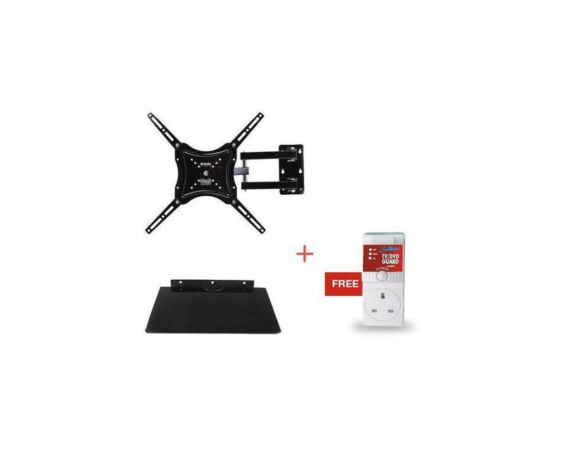 package of TV Mount 14" to 55 DVD/ Decoder mount + Free TV Guard-Black/White