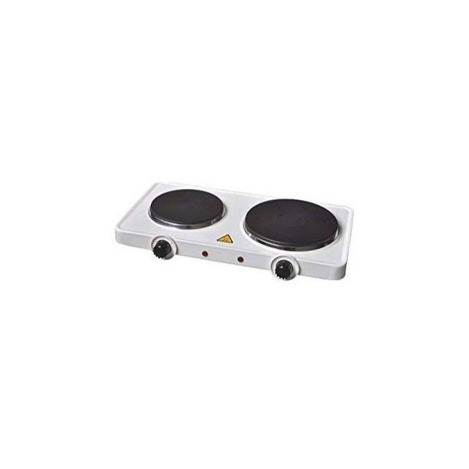 Stainless Steel Electric Hot Plate With Two Burners-White