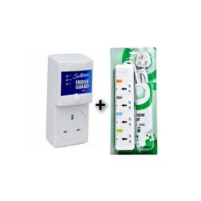 Package of TV/DVD Guard + 4 Way Extension Cable- White