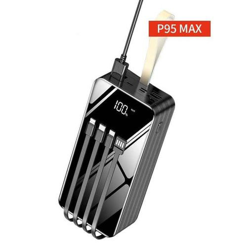 Portable Electric Power Bank Of 50000mAh With 4Cables And Led Lights-Black