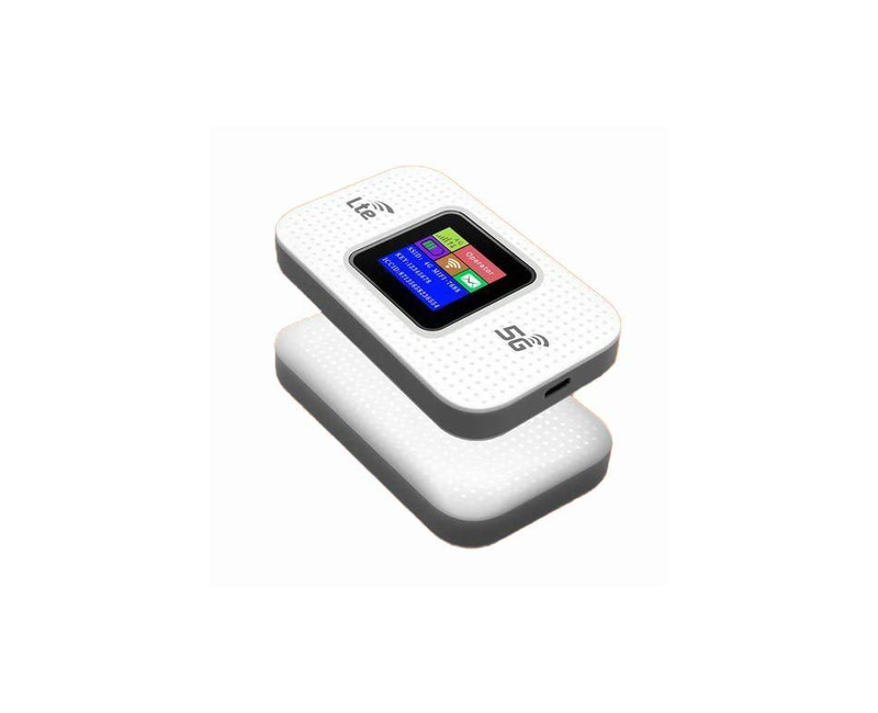 Portable 4G/5G MiFi Device with LCD Monitor- Open To All SIM Cards- White