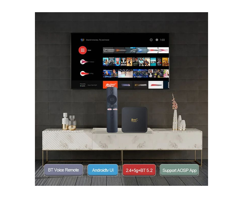 New Model Android 14.0 TV Box TV98Pro -5G TV Stick-Black