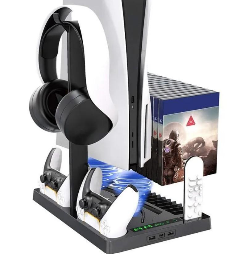 Multi-Functional Cooling Stand W/ Cooling Fan For PS5 - Black