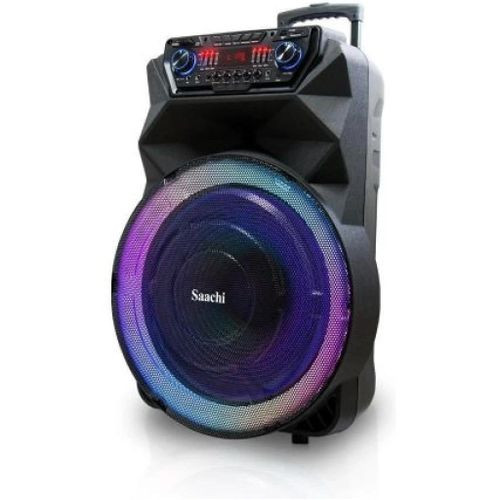 Professional Outdoor Trolly 18 Speaker Bluetooth/TWS/FM/LED Bundle With Wireless Mic-Black
