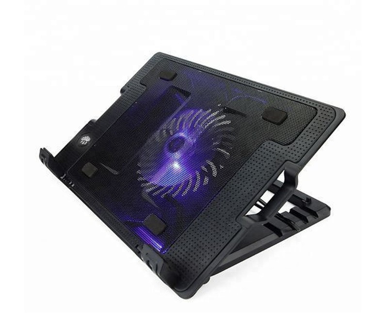 Notebook Laptop Cooling Pad with Stand - Black, Blue Light