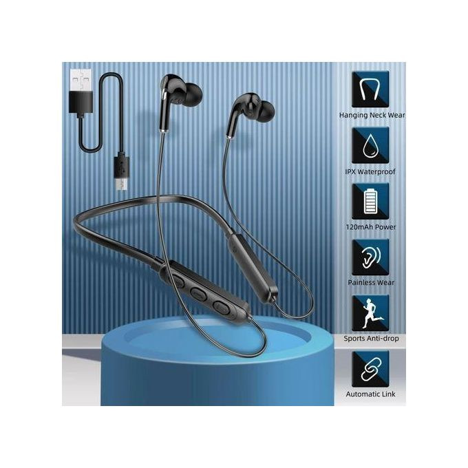 Bluetooth Sports Neckband Earphone - Black