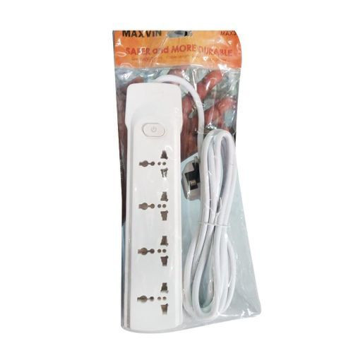 4 Ac Outlets Electric Extension Cable With Plug-White