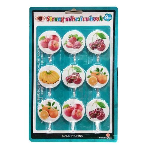 9 Pin Adhesive Strong Hooks With Pretty Images-Multicolor