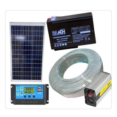 50AH Solar Battery Plus 100 Watts Solar Panel Kit Plus 10AH Controller Plus 300watts Invertor Plus 50M Cable Roll 1.5mm - Black/White