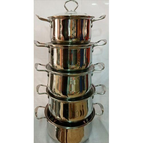 5pcs Serving Dishes High Grade Stainless Steel Ware Soup Pot - Silver