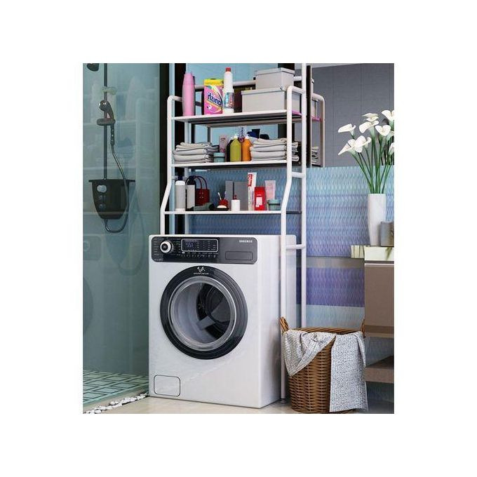3-Layer Shower, Toilet, Bathroom & Washing Machine Storage Rack- White