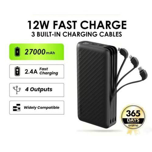 Fast-Charging 27,000mAh Power Bank, Ultra-Slim - Smart LED Display, Multiple Device Compatibility.