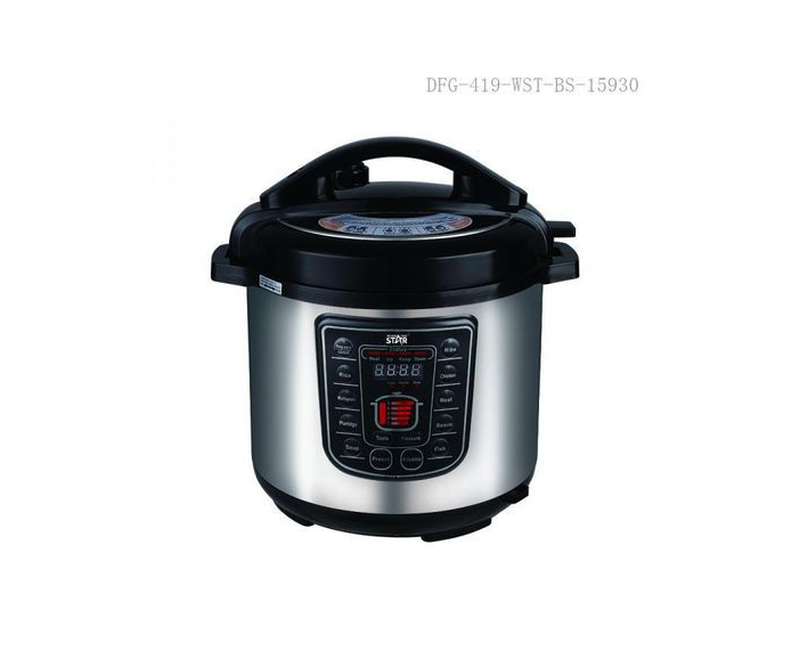 6L Electric Pressure Cooker Pot Rice Cooker Steamer Multicooker With Rice Measuring Cup Scoop 90cm Pure Copper Charging Wire BS Plug- Silver Winningstar