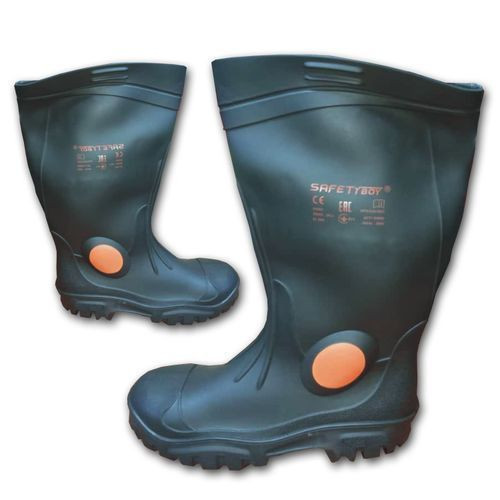 Safety Construction And Factory Gumboots With Steel Toe - Black