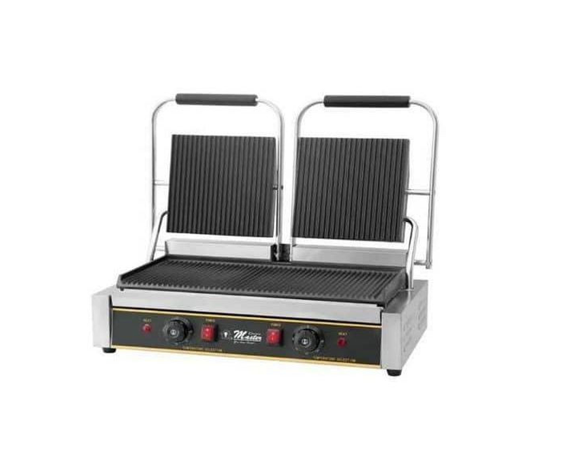 Commercial Panini Press Grill With Grooved Grill Sandwich Maker Machine Electric Contact Grill Single (Double Grooved Top And Bottom) - Multicolor Electro Masters