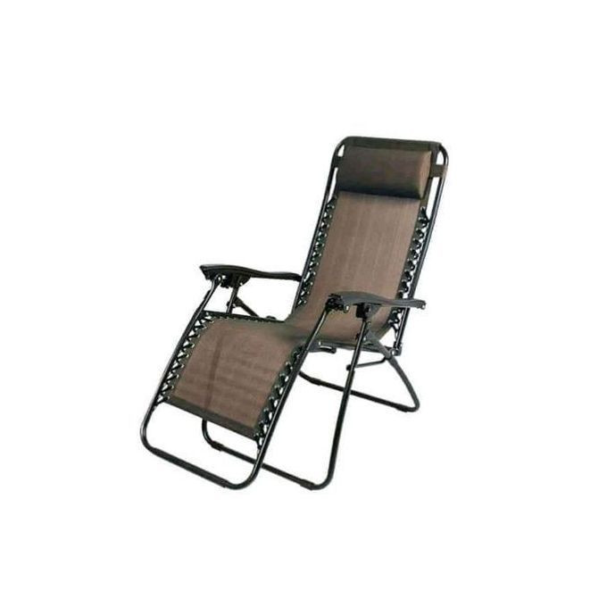 Zero Gravity Lounge Adjustable Metallic Chair - Coffee Brown