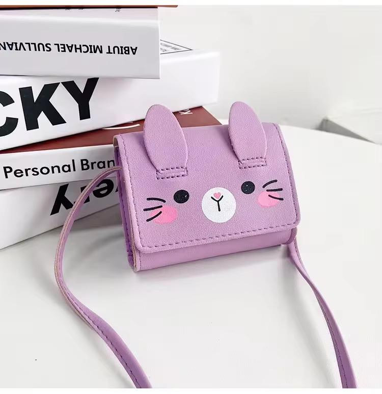 Girl's Shoulder Bag Bunny Cartoon Mini Bag Children's Bag - Purple/Green