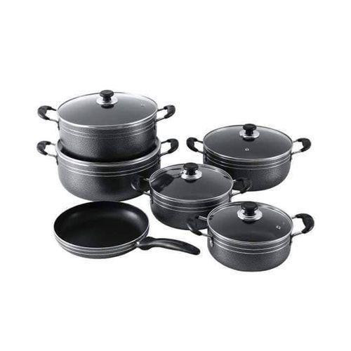 11 Piece Non-stick Saucepans Cookware Dishes Pots- Black.
