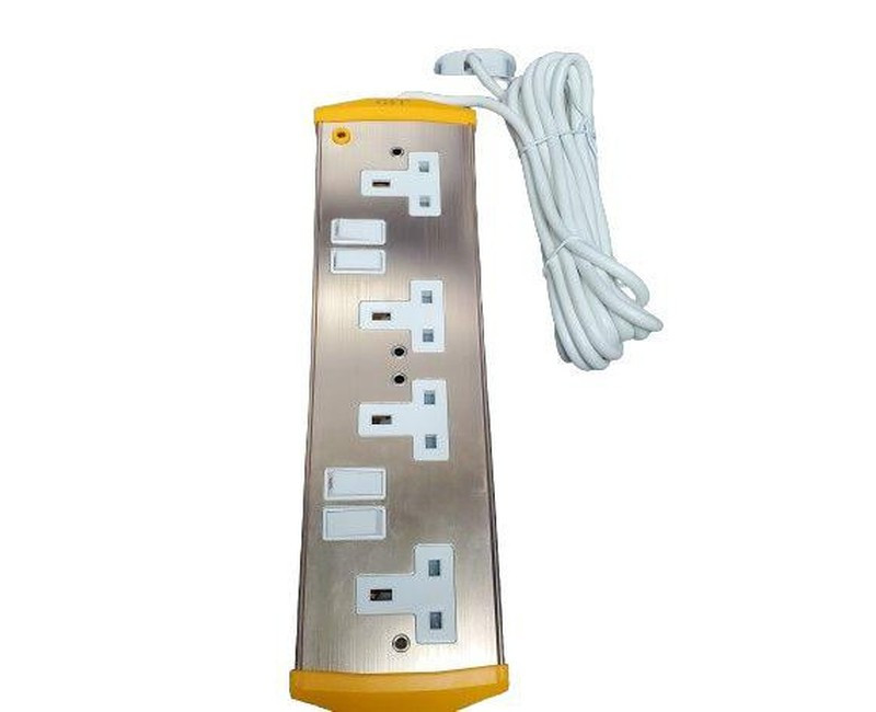 Metallic Extension Cable Heavy Duty 4ways Sockets, Durable & Safe