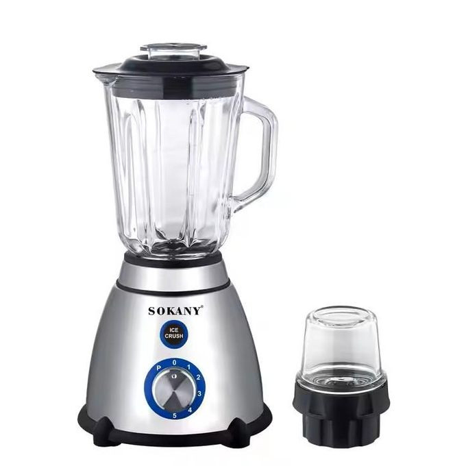 Sokany 2 In 1 Stainless Steel Blender 1.5 Ltrs - Silver
