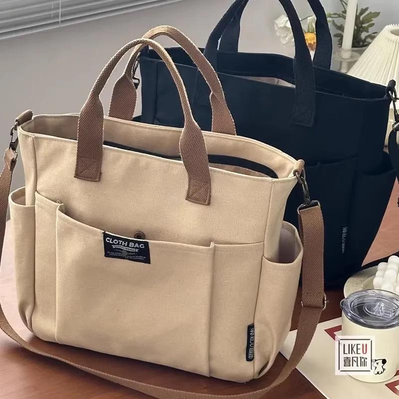 Women's Shoulder Bag Canvas Tote Bag Women's HandBag - black