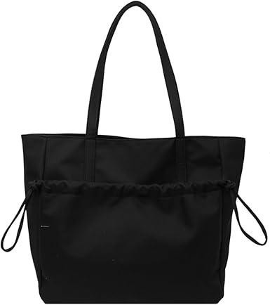 Tote Bag, Women's Shoulder Handbags, Large Capacity Laptop Tote Bag with Zipper, Casual Shopping Bags for Girls Ladies- black