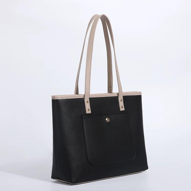 Laptop Bags for Women Handbags Ladies Laptop Tote Bag Business Work Shoulder Bag 14 Inch - black