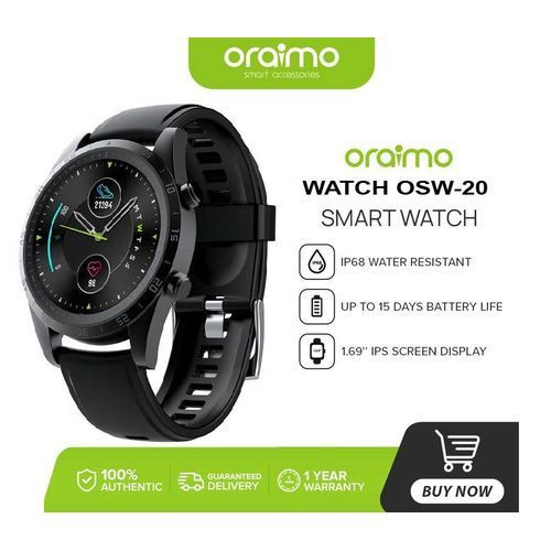 Oraimo OSW 20 Tempo Waterproof Health Monitoring Smartwatch – Black