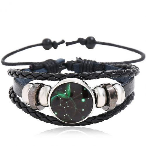 Luminous Constellation Leather Bracelet- Black/Blue