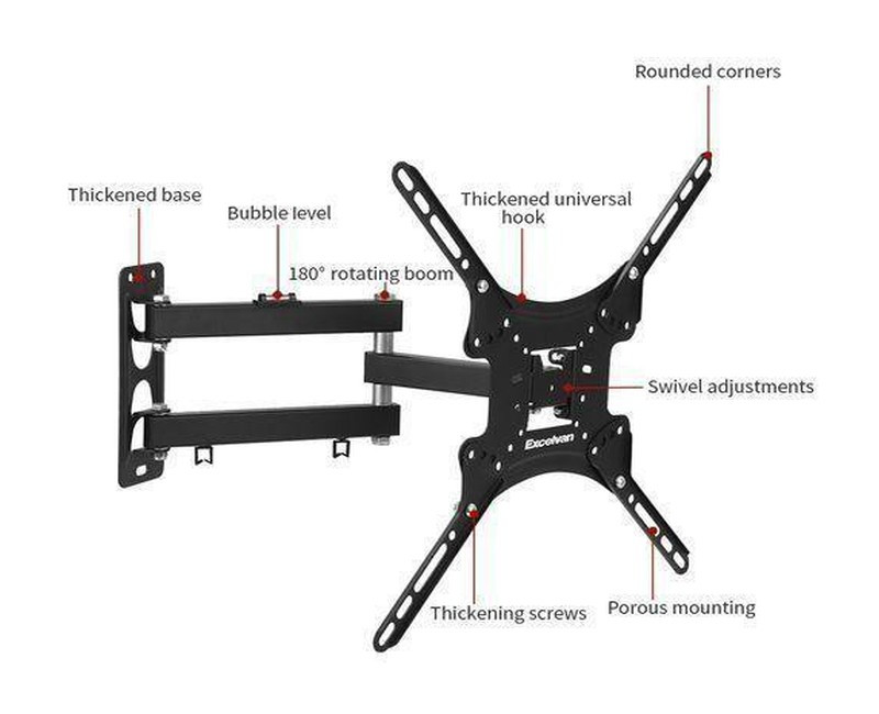 Movable Rotating Tv Wall Mount Flat Pannel 14 - 55" - Black