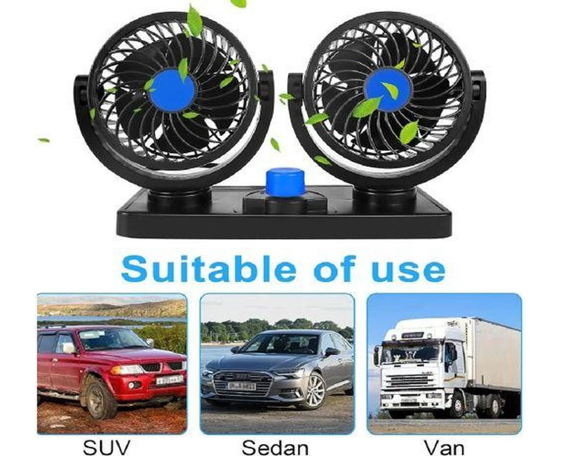 Automotive fan Car Fan 24v 360° Adjustable 3 Head Air Fan Low Noise Multifunctional Temporary Parking Card Auto Vehicles fan - Multicolor