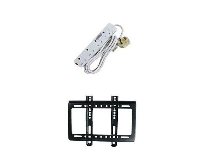 14 to 42/43 TV Wall Mount & 4 Way Extension Cable - Black, White