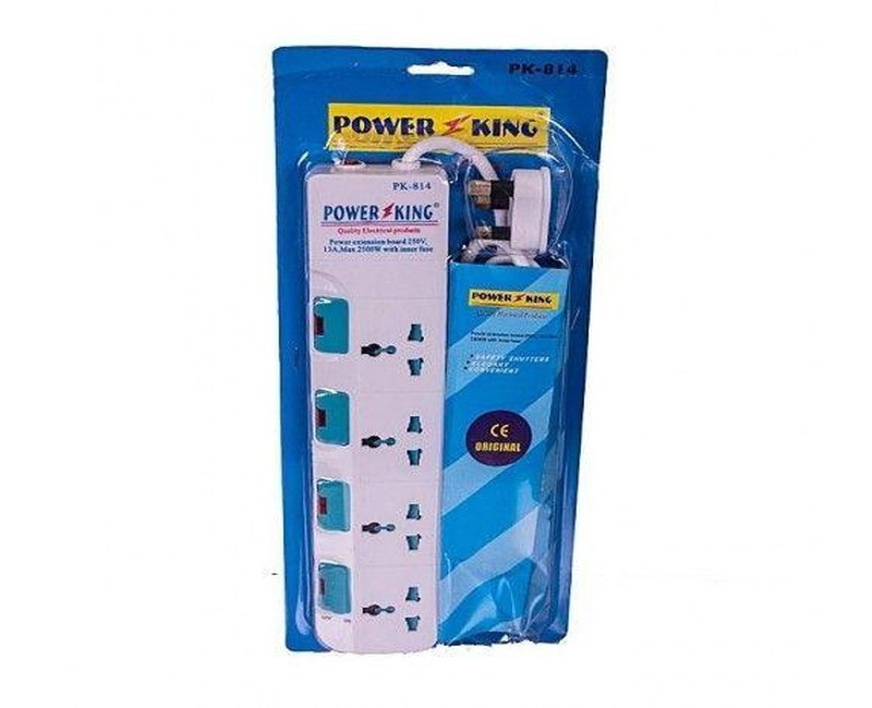 Heavy Duty-4 Ac Outlets Electric Extension Cable Overload Protection-White