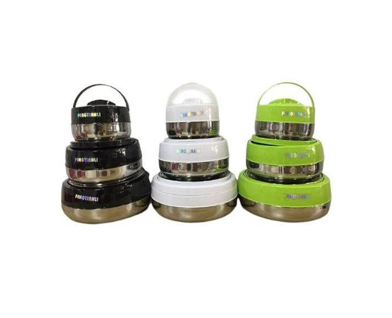 1 Set Of 3pc Thermo Insulated Food Warmer Hot Pots Serving Dishes