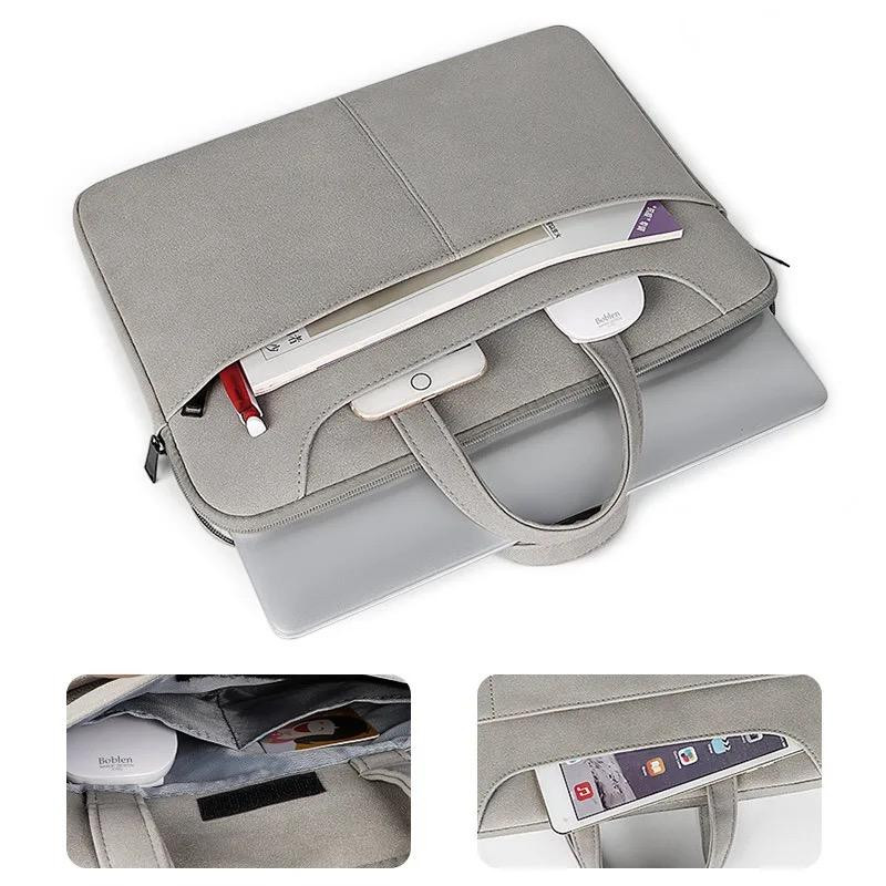 High Quality Portable Business Briefcase Fashion Waterproof Laptop Bag for MacBook, Hp - gray