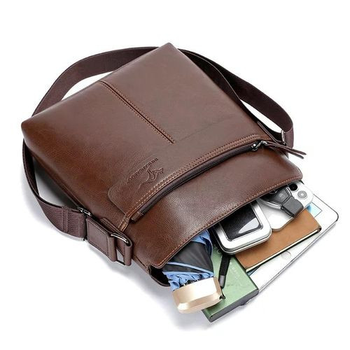 Faux Leather Messenger Bag Crossbody Bag Shoulder Bag - Brown
