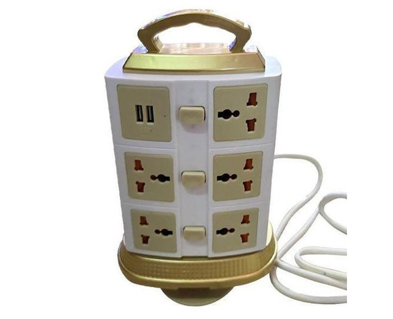 Double Sided Electric Extension With 10 Ways And 4 Usb Slots For Powering Your Electrical Appliances Built With Over Heat Protection - Multicolor