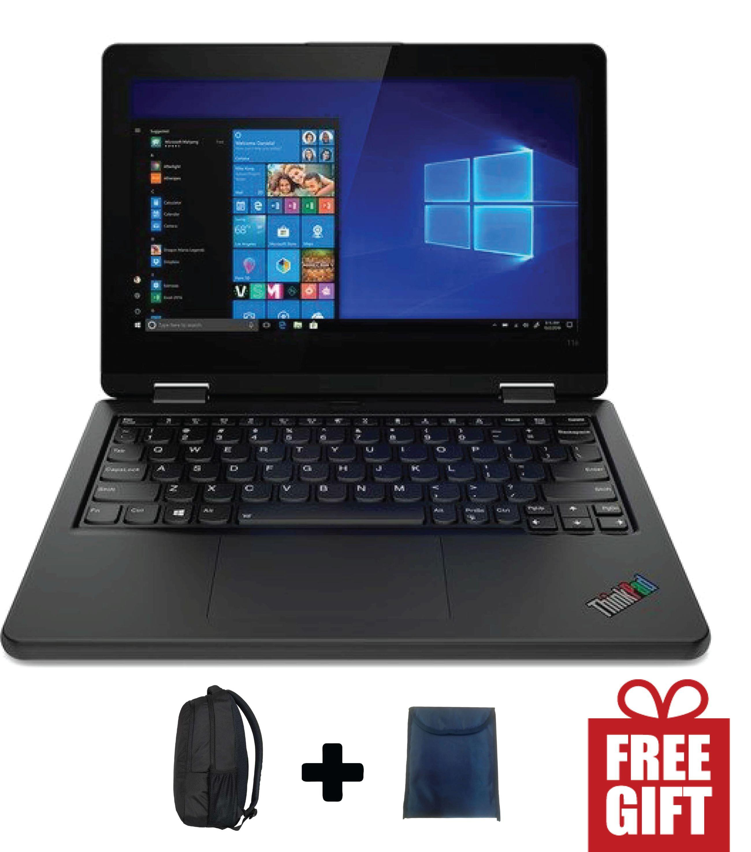 Renewed Mini Lenovo ThinkPad 11e 11.6" Inch 4GB RAM 4hours 128GB SSD Plus Bag and Pouche -Black