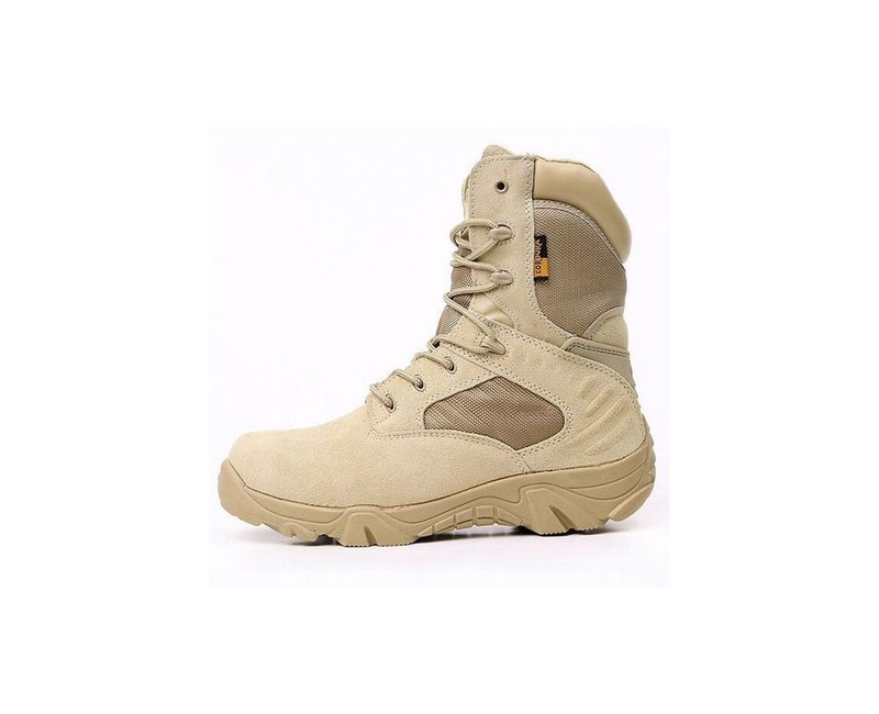 High-Top Leather Outdoor Desert Boots - Khaki