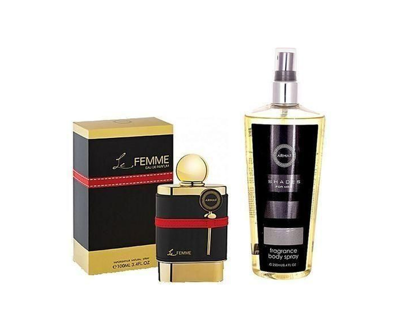 Armaf Bundle of Le Femme Eau de Parfum for Women -100ml & Shades Fragrance Body Spray for Men - 250ml