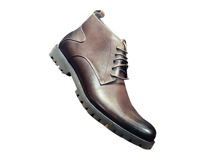 Men's Faux Leather Boots - Brown